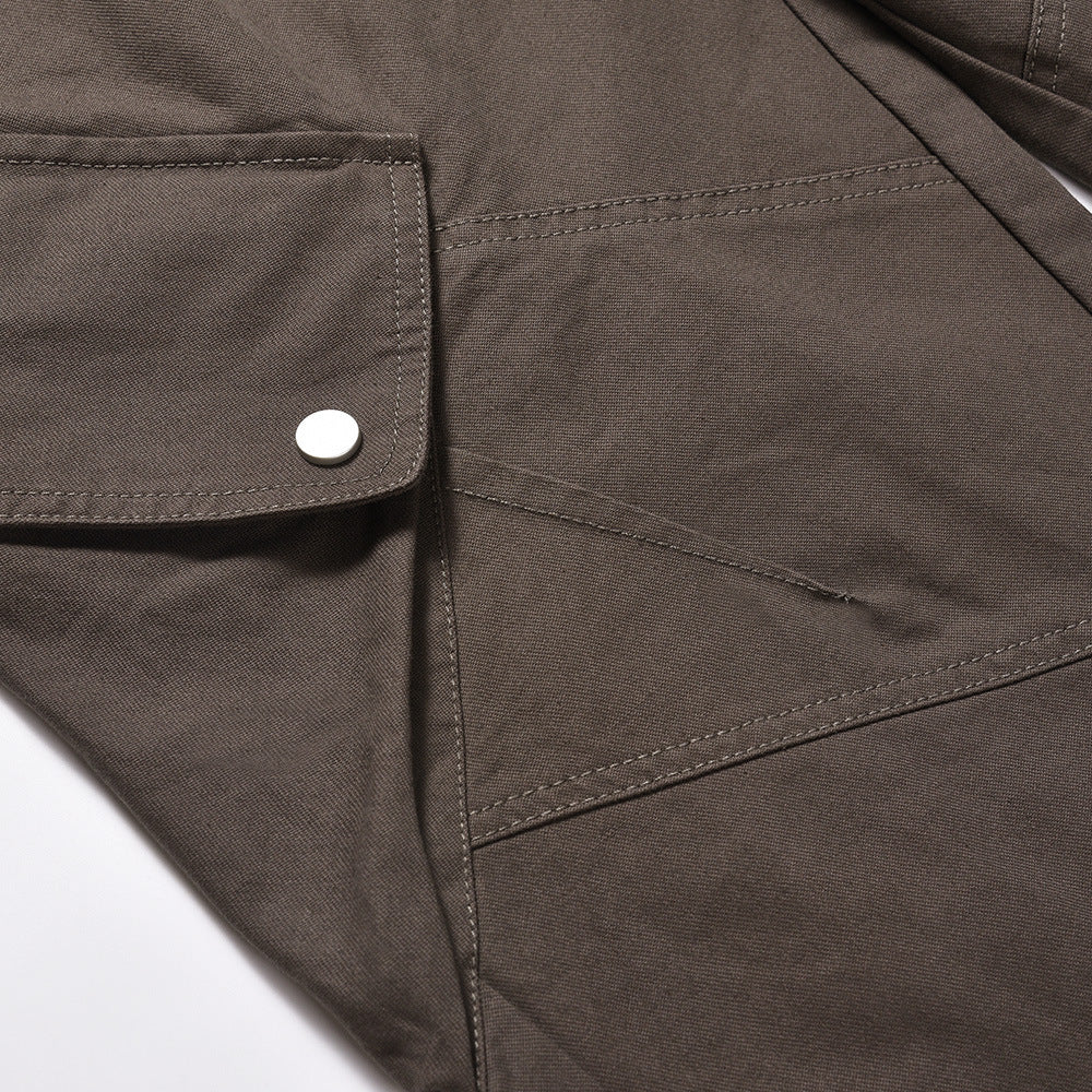 American-style Functional Pocket Design Tooling Straight-leg Trousers