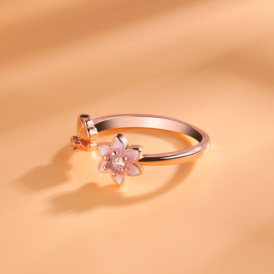 Bague Sakura de Style coréen pour femmes, jolie fantaisie féerique d'automne et d'hiver