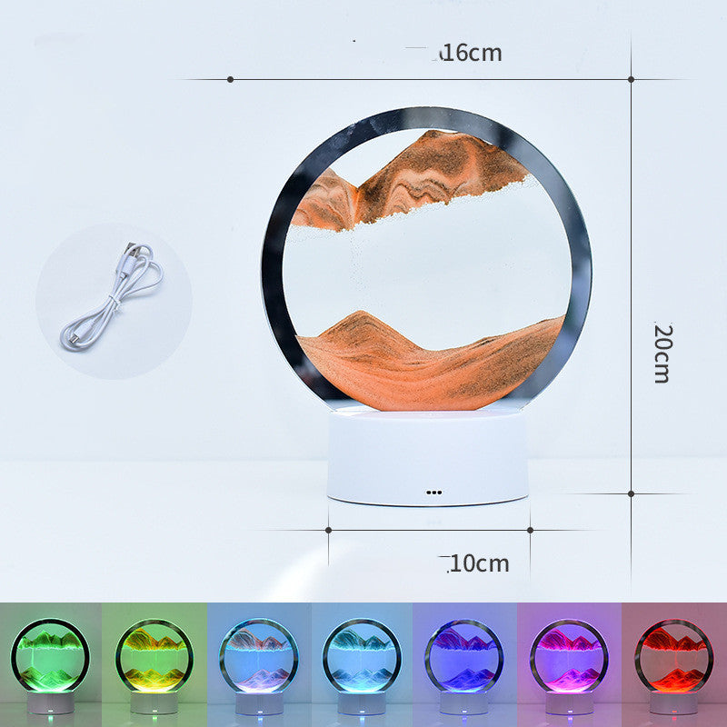 Lámpara de reloj de arena de decoración dinámica de pintura de arena movediza de escritorio