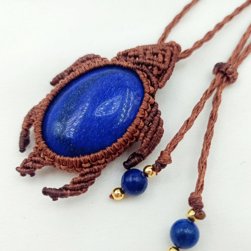 Collar con colgante tejido a mano con gemas de cristal de estilo nacional