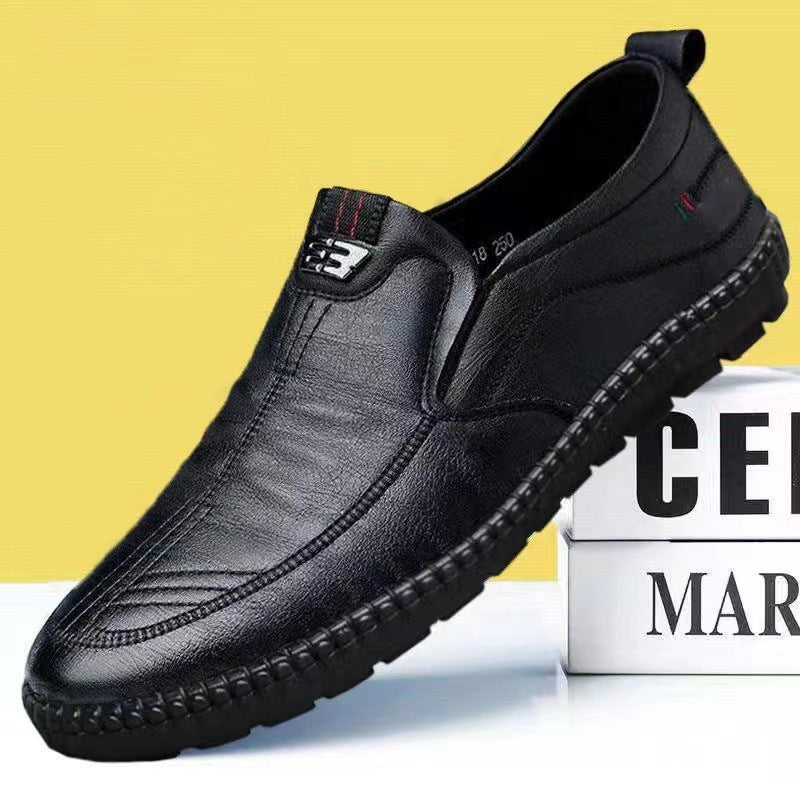 Zapatos de cuero sin cordones para hombre, transpirables y ligeros