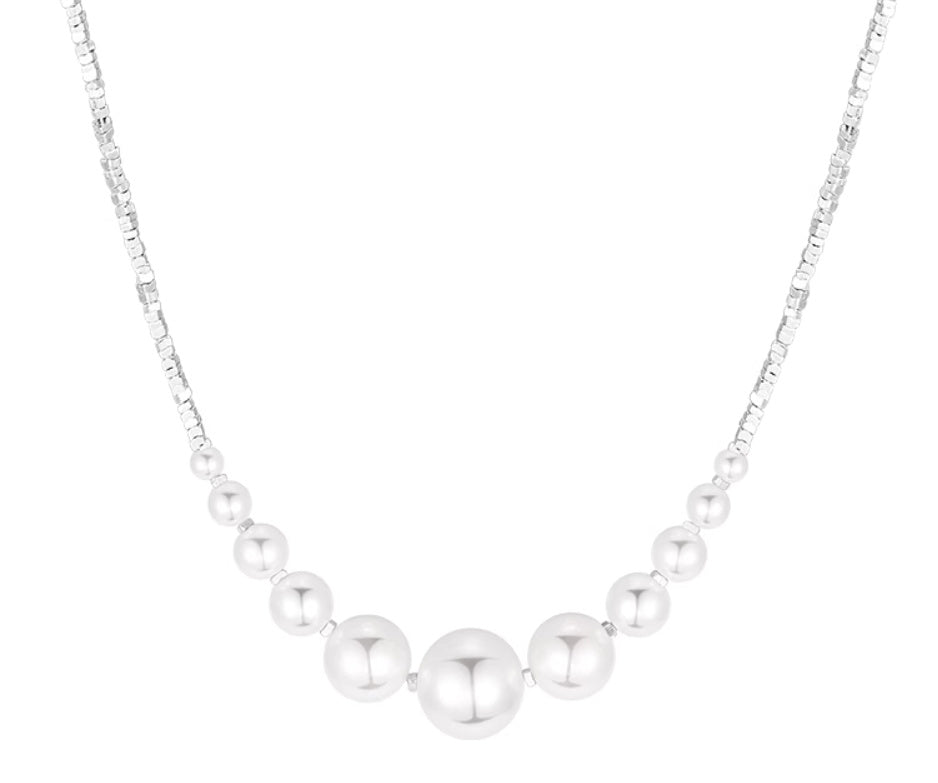 925 Sterling Silver Pearl Necklace Female Gradient Clavicle Chain