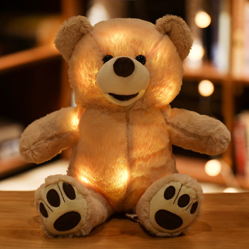 La almohada de la muñeca del oso de peluche con luz LED ilumina el juguete de peluche