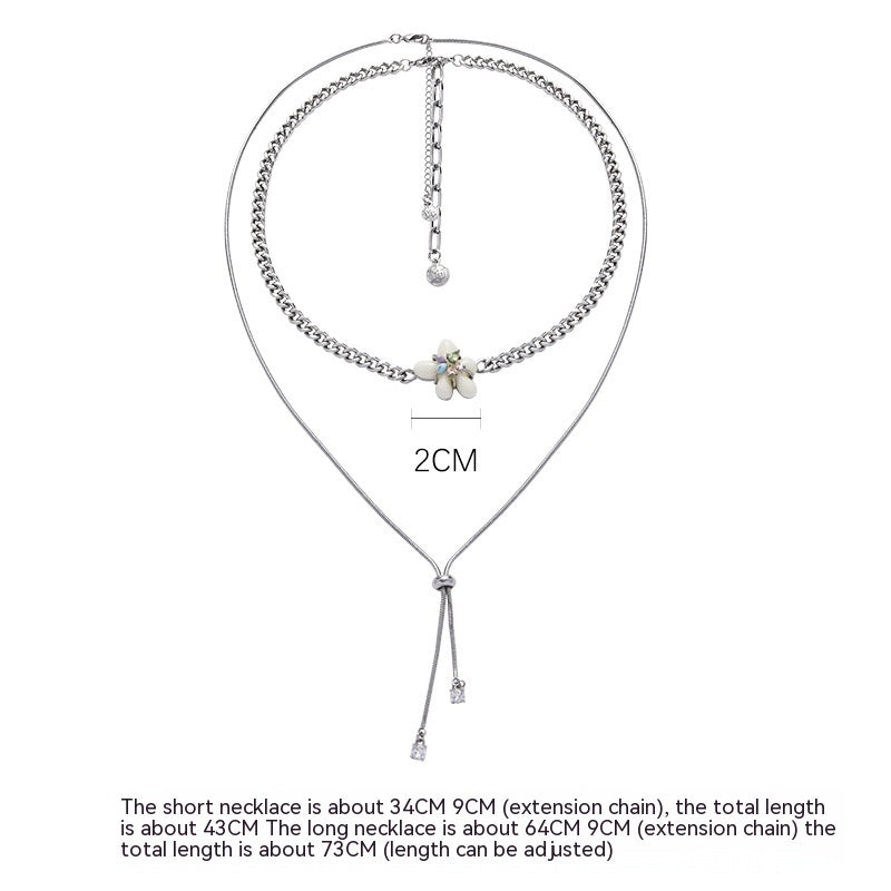 Original French Style Cream Resin Flower Necklace For Women Light Luxury Minority Clavicle Chain Temperament Wild Sweet Accessory