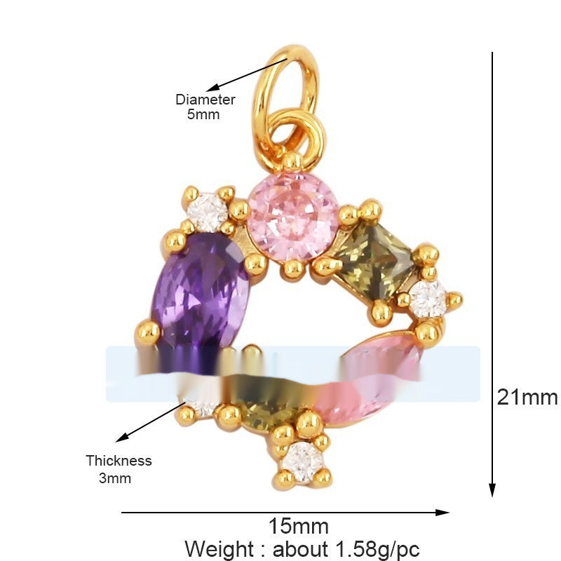 Pure Copper Micro-inlaid Color Flower Zircon Hollow Glossy Flower Listing
