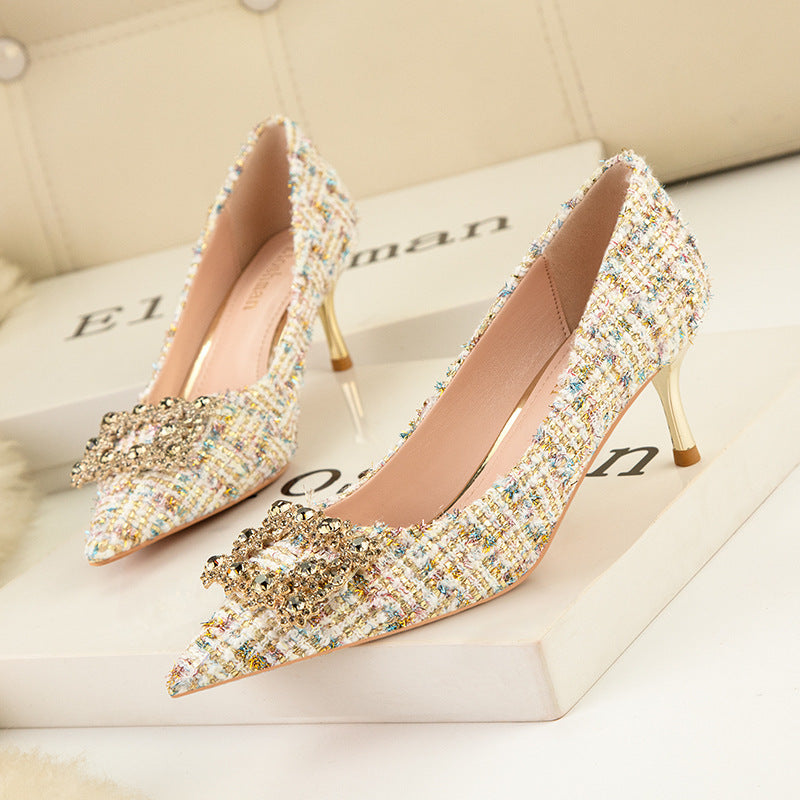Talons hauts maigres Talon aiguille Bouche peu profonde Bout pointu