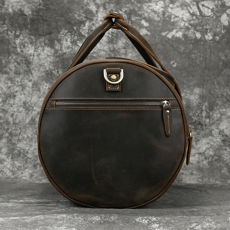Bolso de cuero auténtico para hombre Bolso de viaje vintage de cuero Crazy Horse