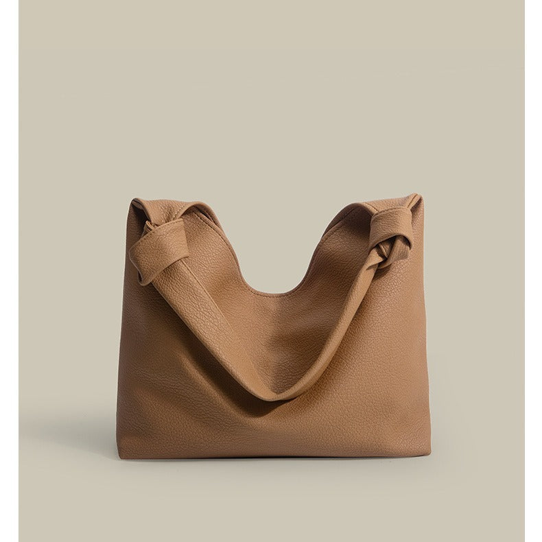 Grand sac fourre-tout en cuir souple, sac à bandoulière simple et tendance