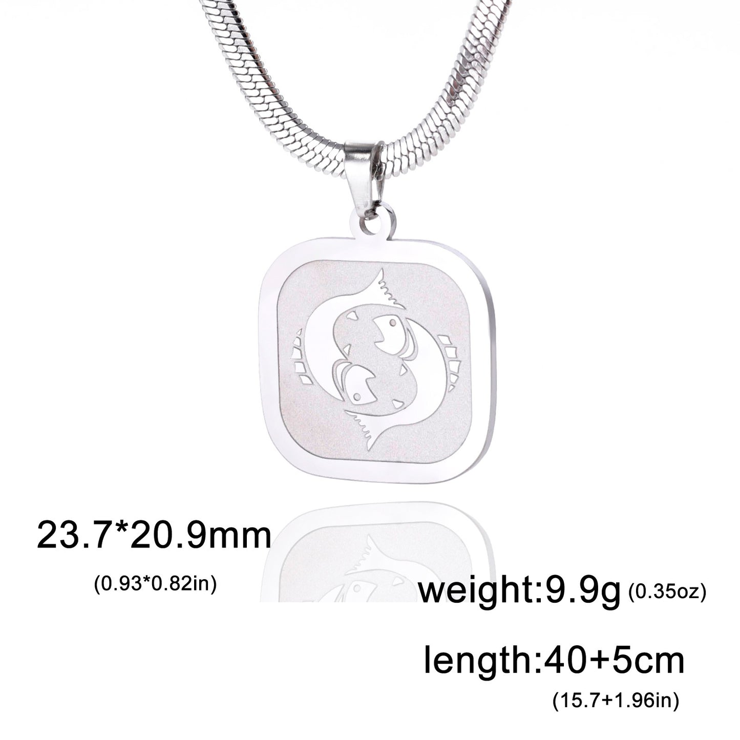 All-match Twelve Constellation Small Square Brand Stainless Steel Necklace