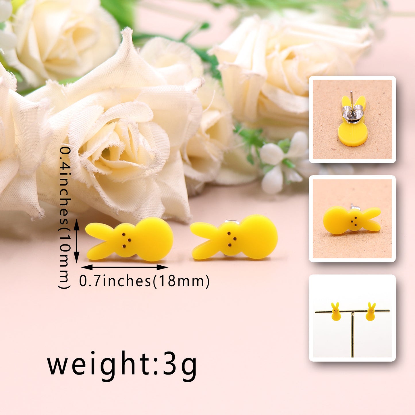Boucles d'oreilles en acrylique de pâques en forme de lapin, mignonnes et à la mode pour femmes