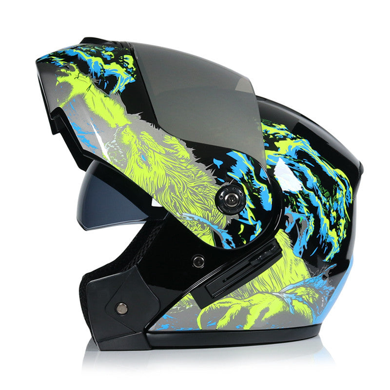 Casco descubierto de doble lente para motocicleta de invierno