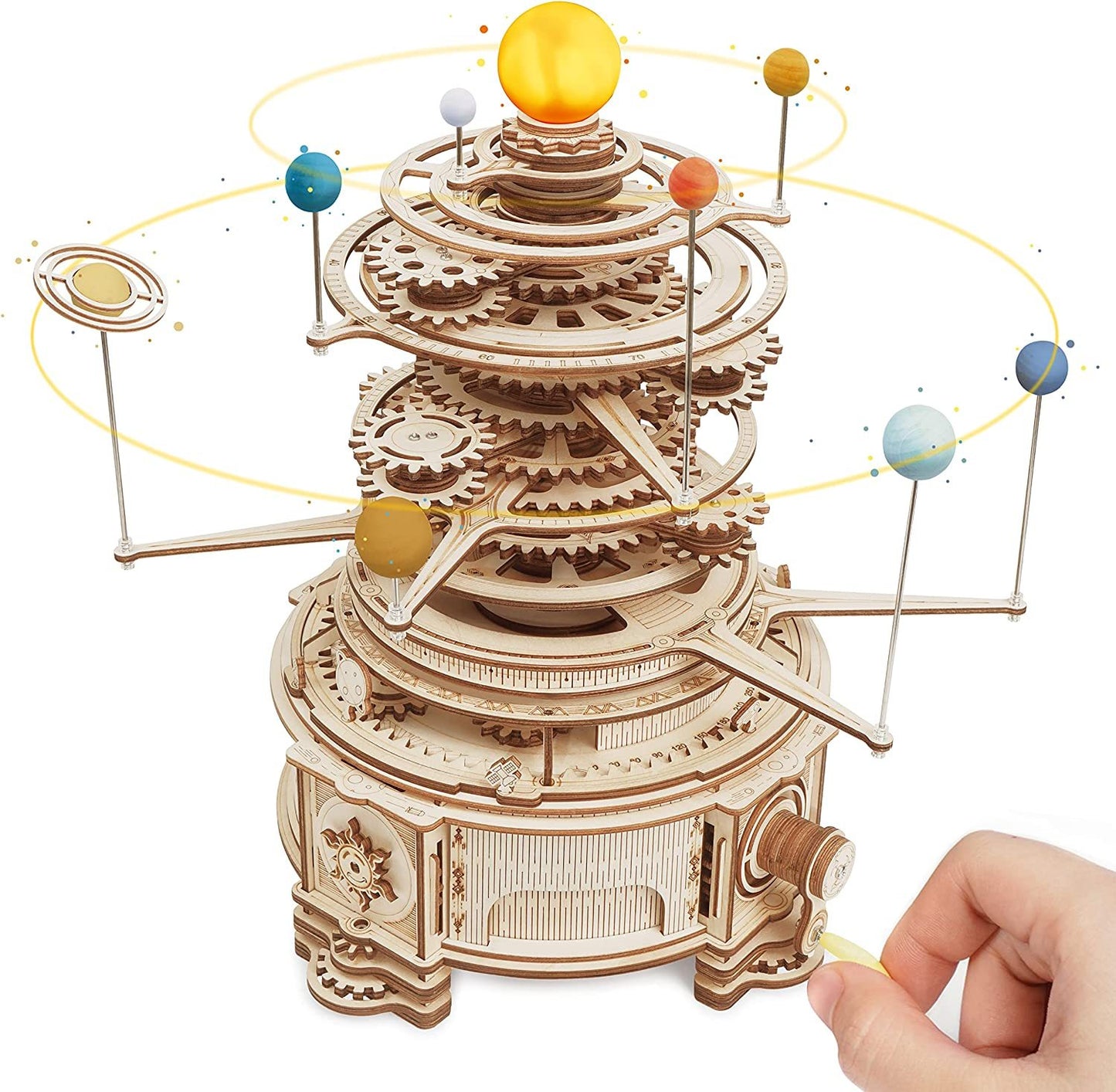 Robotime ROKR 316 pièces rotatif mécanique Orrery 3D jeux de Puzzle en bois assembler des Kits de construction de modèles jouets cadeau pour enfants garçons