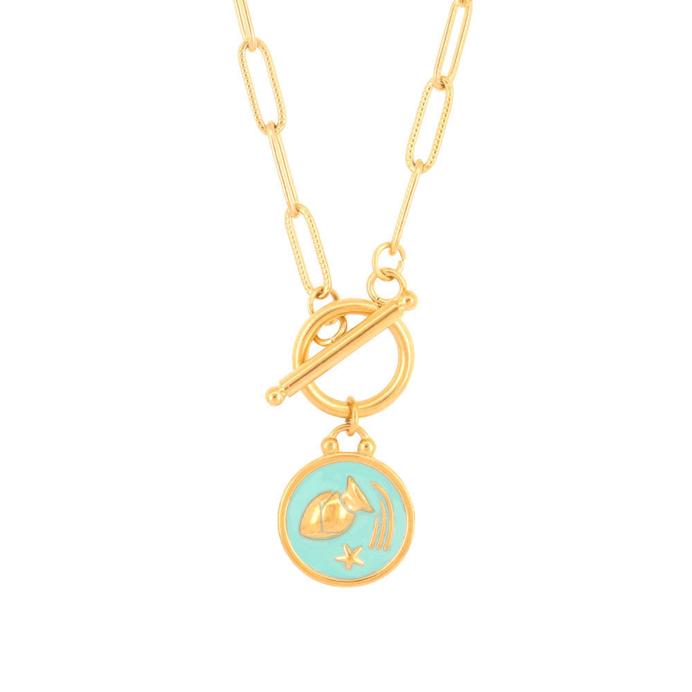 Blue 12 Twelve Constellations Necklace Constellation Clavicle