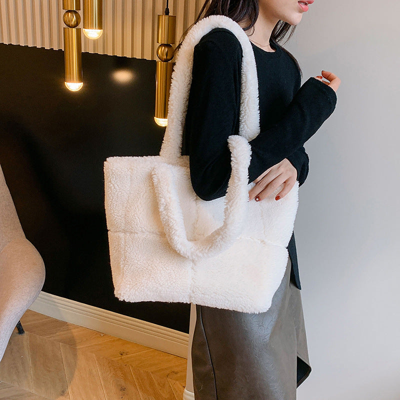 Sac à main en peluche de luxe pour femmes, fourre-tout mignon de mode d'hiver, grande capacité, Portable, épaule unique, sacs en fourrure