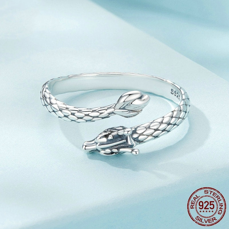 Bague ouverte à enroulement dragon du vent chinois pour femmes
