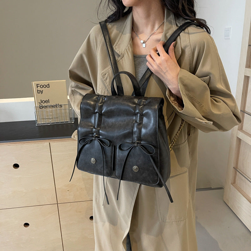 Bolso de mano para ir al trabajo, versátil, de gran capacidad, bonito, de cuero suave, con lazo, moda Popular de primavera