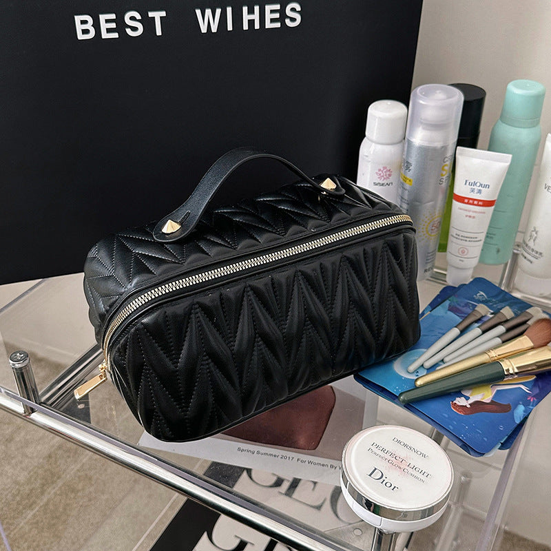 Almacenamiento de cosméticos de viaje, bolsa de almohada de superficie suave elástica portátil de alta calidad