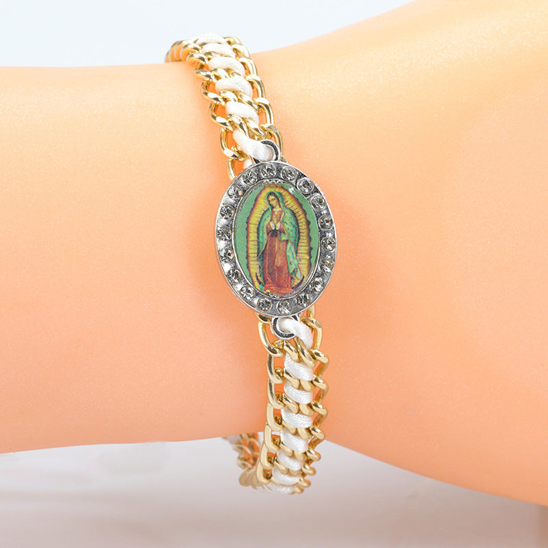 Pulsera tejida Virgen María Correa de transporte de regalo