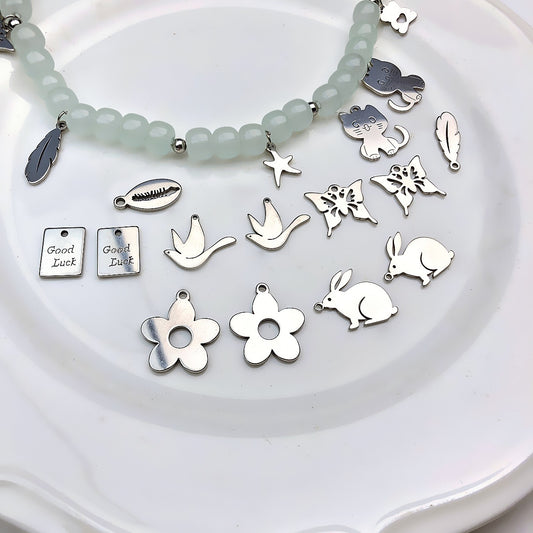 Millennium Sweet Girl Trendy Cool Bear Butterfly Cross Pendant Necklace DIY Handmade Beaded