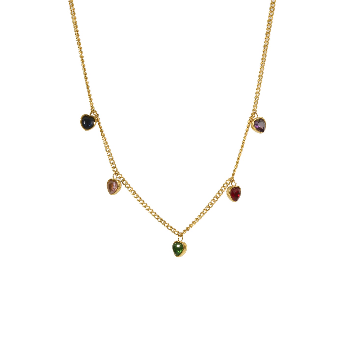 Collier pendentif en forme de cœur d'amour coloré en acier titane