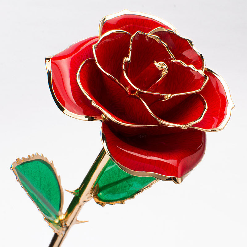Fleur rose plaquée or 24 carats avec un coffret cadeau, cadeau de la Saint-Valentin
