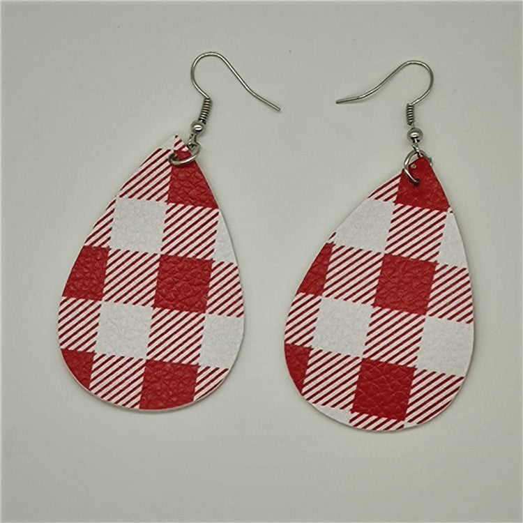 Boucles d'oreilles en cuir en forme de goutte à impression recto verso