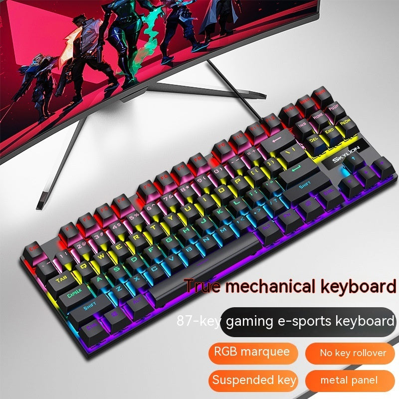 Teclado con cable mecánico K87, eje verde, eje rojo