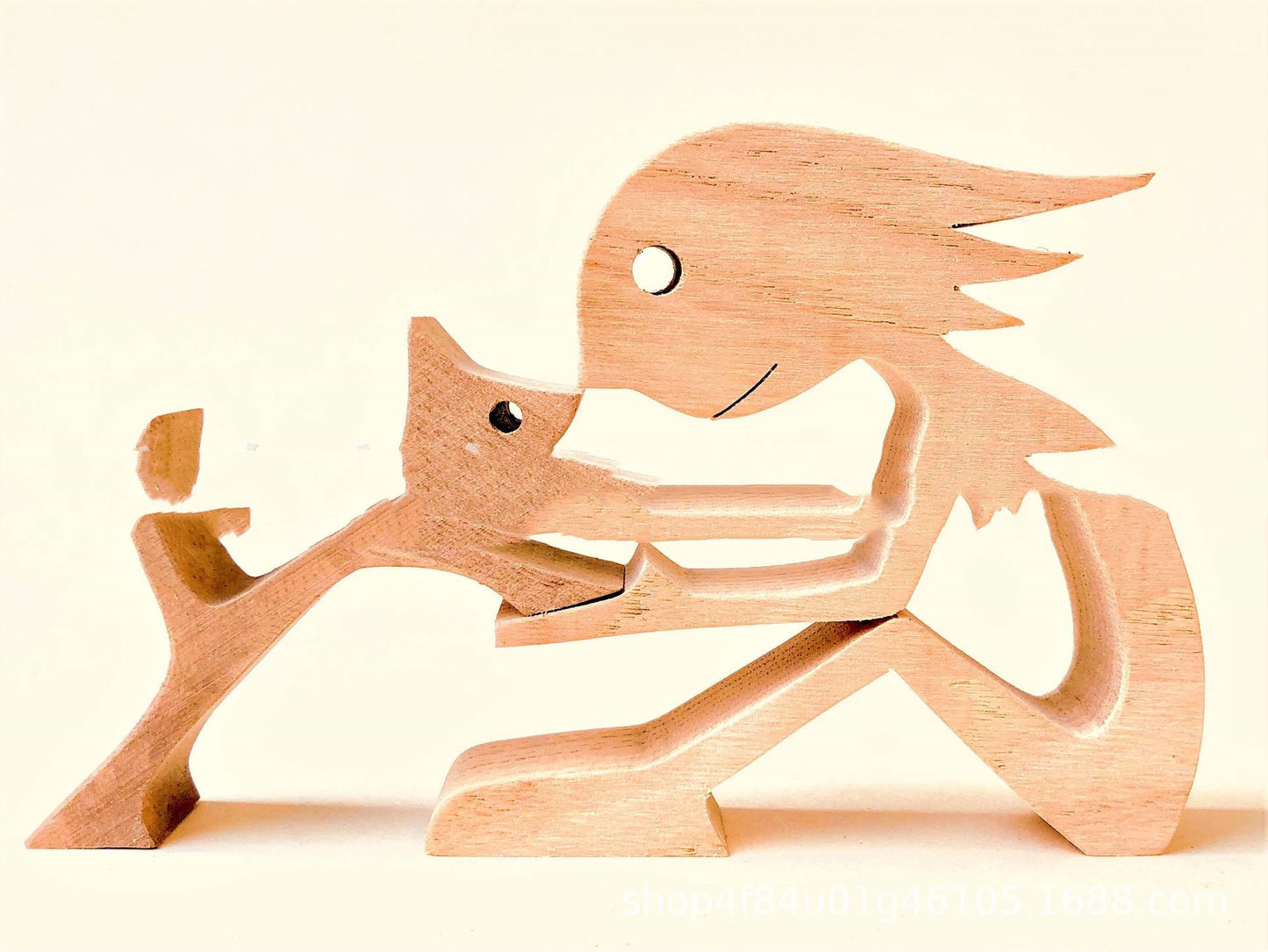 Figurine de chien en bois à faire soi-même, Sculpture de décoration de maison, un homme et un chien, Sculpture en bois, cadeaux de noël, modèle de décoration