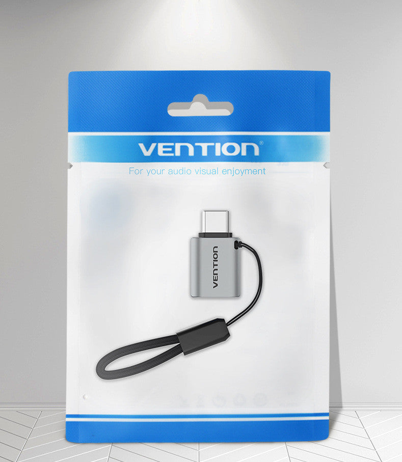 USB 3.0C mâle à un adaptateur femelle OTG en alliage d'aluminium gris avec lanière
