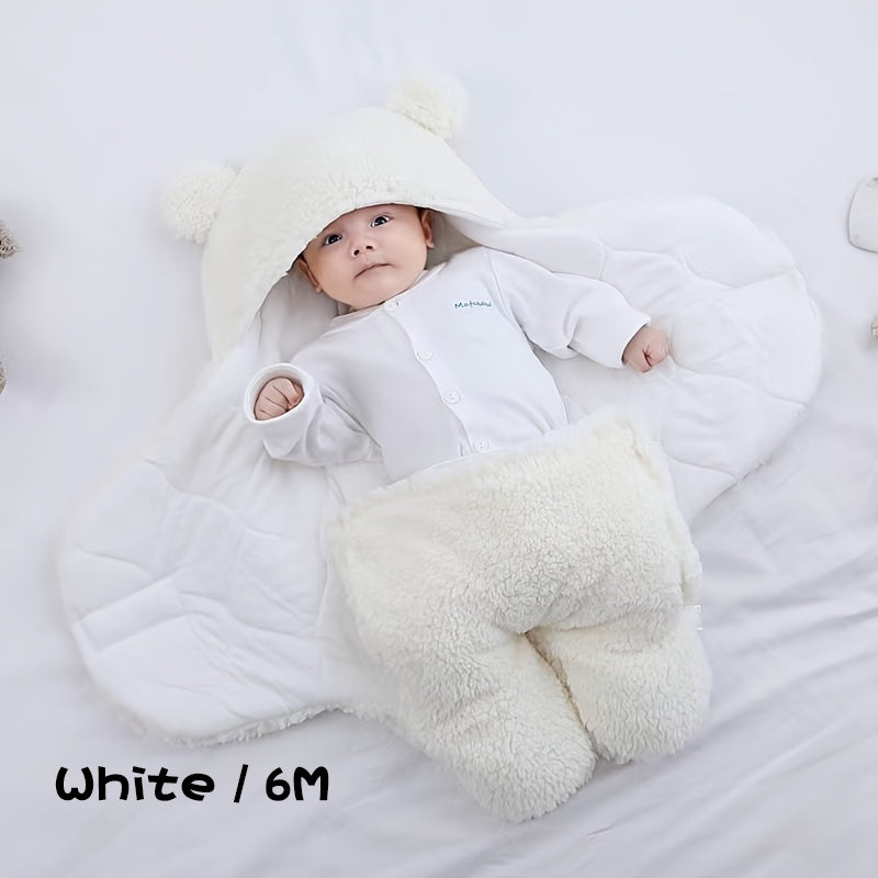Sac de couchage d'hiver pour bébé, sac de couchage imprimé ours, adapté aux bébés âgés de 0 à 10 mois, tapis de sieste doux avec oreiller amovible