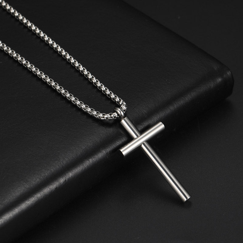 Simple All-match Cross Pendant Nordic Diy Titanium Steel Necklace