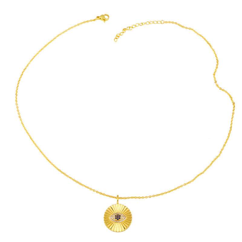 Collier pour filles avec pendentif plaque ronde de style froid