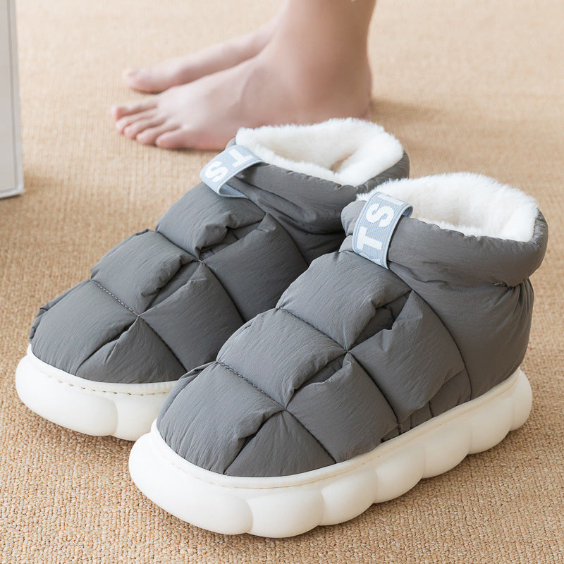 New Winter Couple Checkered Cotton Slippers
