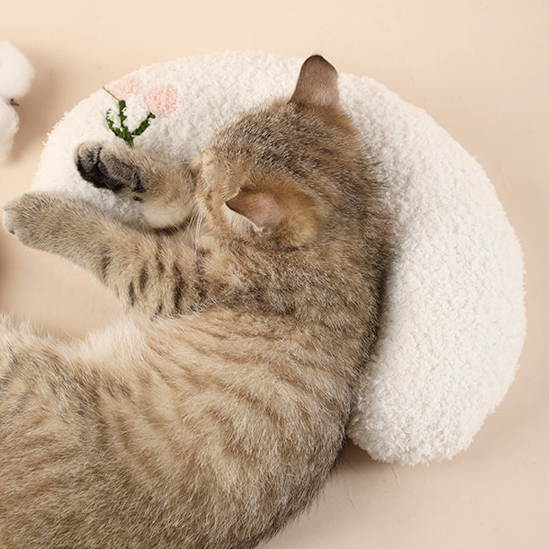 Oreiller en peluche pour chien et chat, oreiller en forme de lune endormie, petit chien