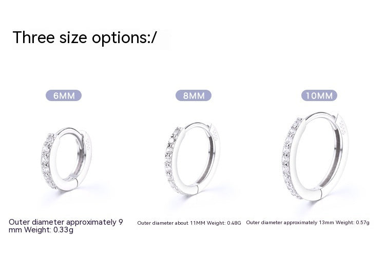 999 Sterling Silver Ear Clip Gang Drill Zircon Earrings