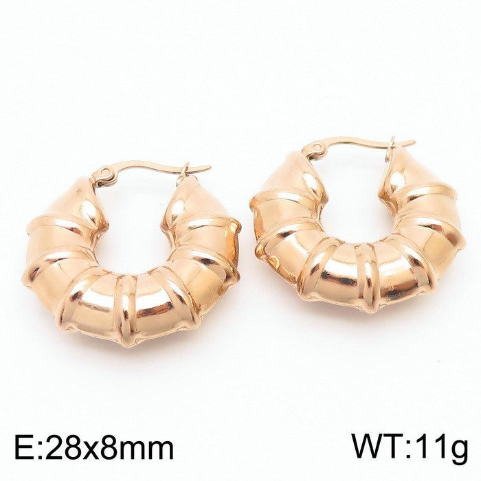 Clip d'oreille brillant en forme de U en acier titane plaqué boucles d'oreilles creuses 18 carats