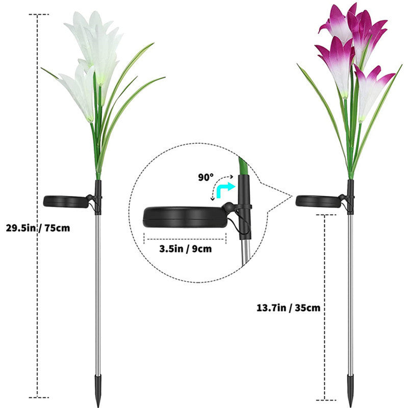 Lumières solaires de fleur de lys lumière solaire de jardin LED lumière de pelouse lumière de paysage lumière de fleur imperméable