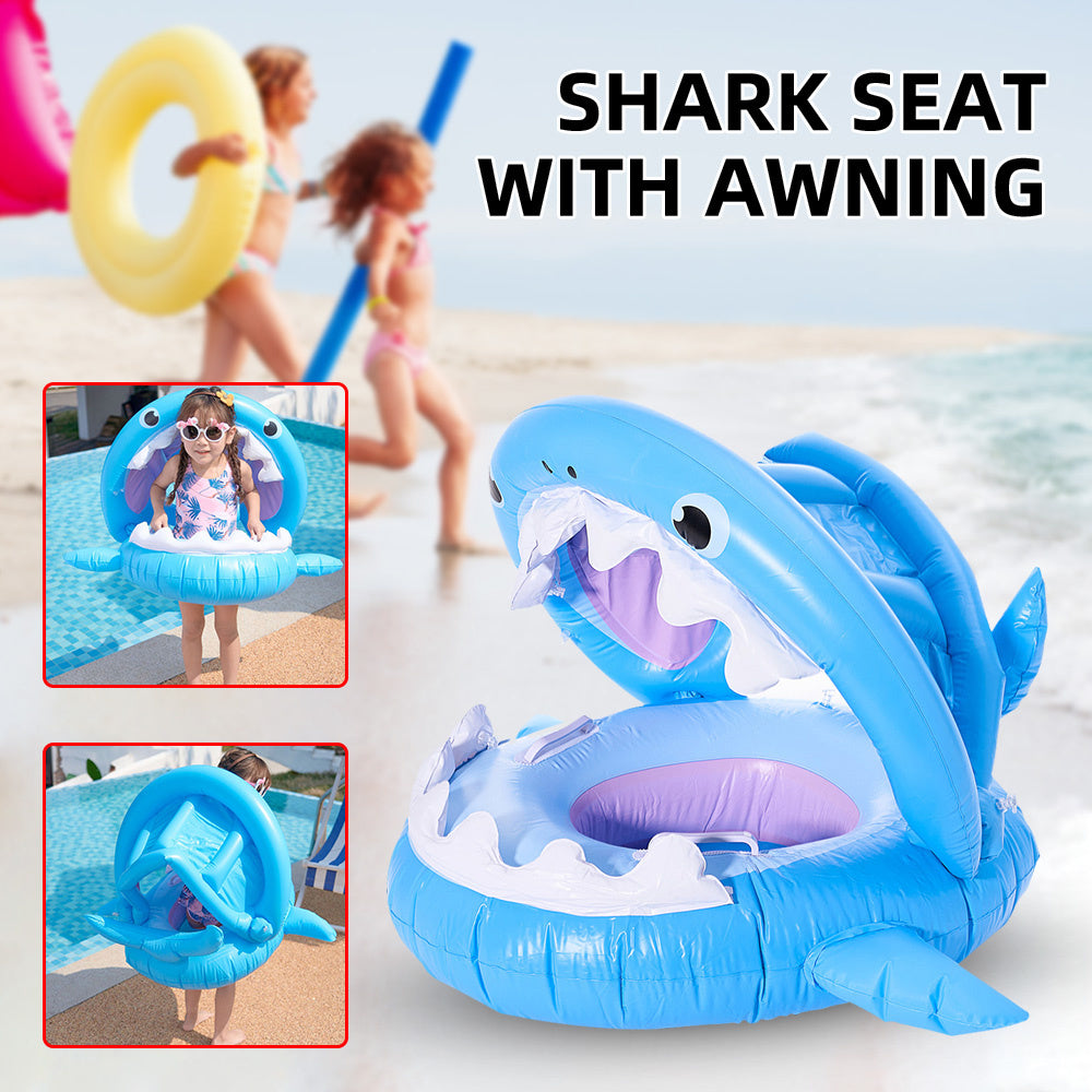 Anillo de natación inflable para niños con toldo, anillo de asiento de tiburón, flotador de bebé para piscina, asiento de juguete, anillo de agua extraíble