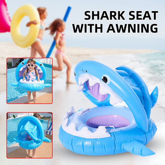 Anillo de natación inflable para niños con toldo, anillo de asiento de tiburón, flotador de bebé para piscina, asiento de juguete, anillo de agua extraíble