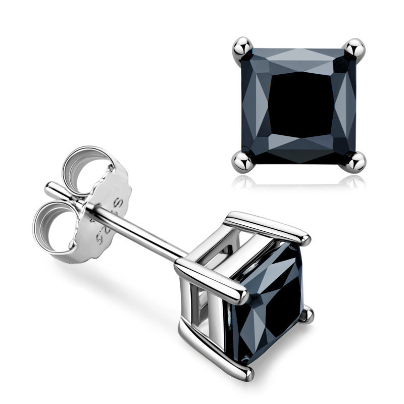Boucles d'oreilles tendance en zircon noir 1 carat