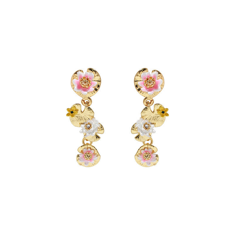 Boucles d'oreilles Feuille de Lotus Nénuphar