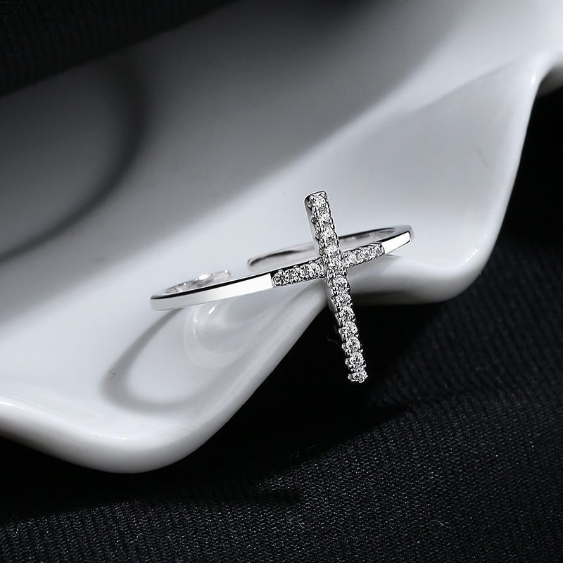 Bague ouverte croisée de Style INS européen et américain pour femme, bague ouverte en argent Sterling 925, conception de Niche