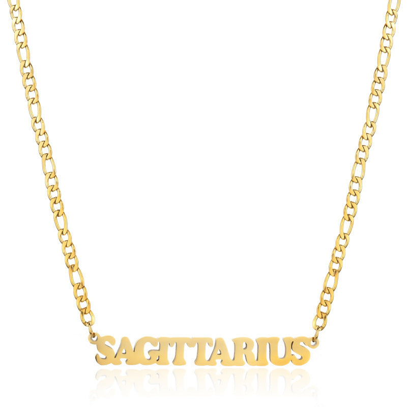 New 304 Stainless Steel 18K Gold Simple Twelve Constellations Necklace