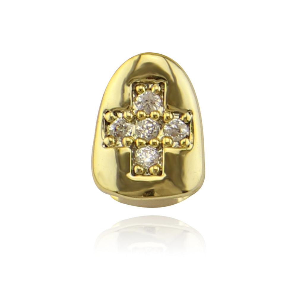 Accessoires de prise de dent Hip Hop en diamant galvanisé simple 18K