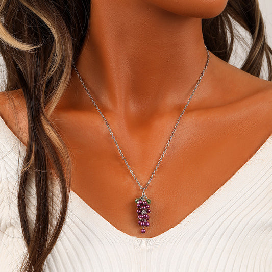 Pastoral Style Creative Grape Clavicle Chain Mori Style Purple Beaded