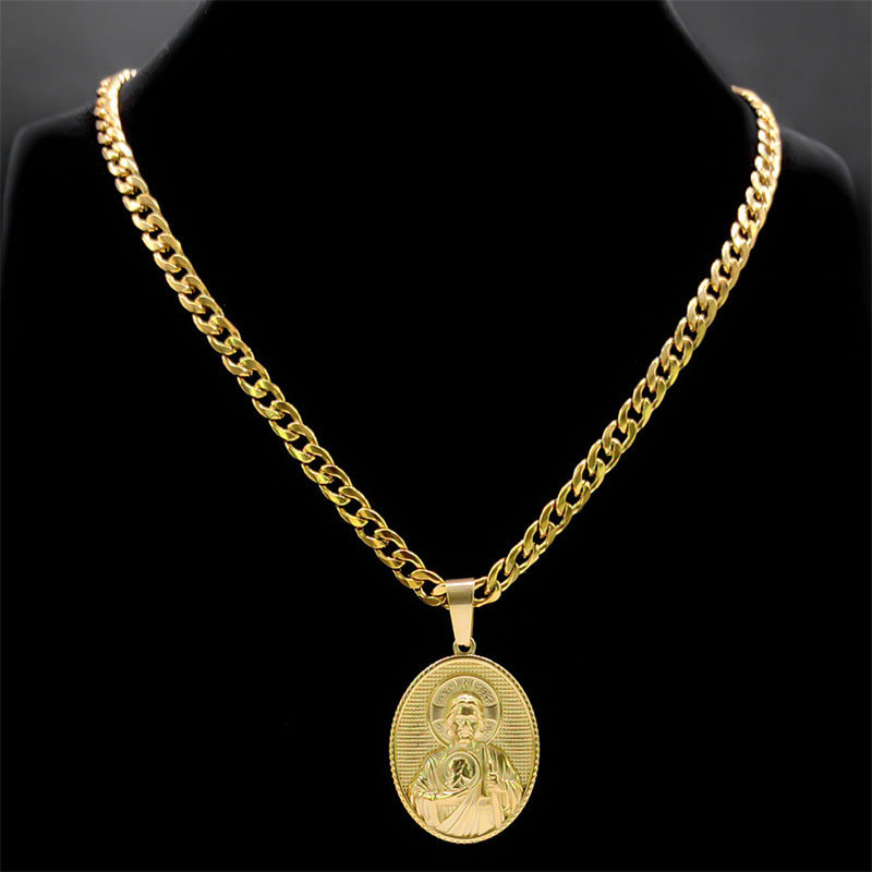 Collar con estante cruzado de acero inoxidable Hip Hop para hombre