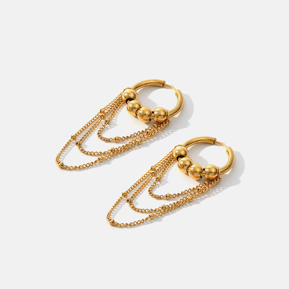 Boucles d'oreilles simples et gracieuses en acier inoxydable, four 18 carats, plaqué or véritable