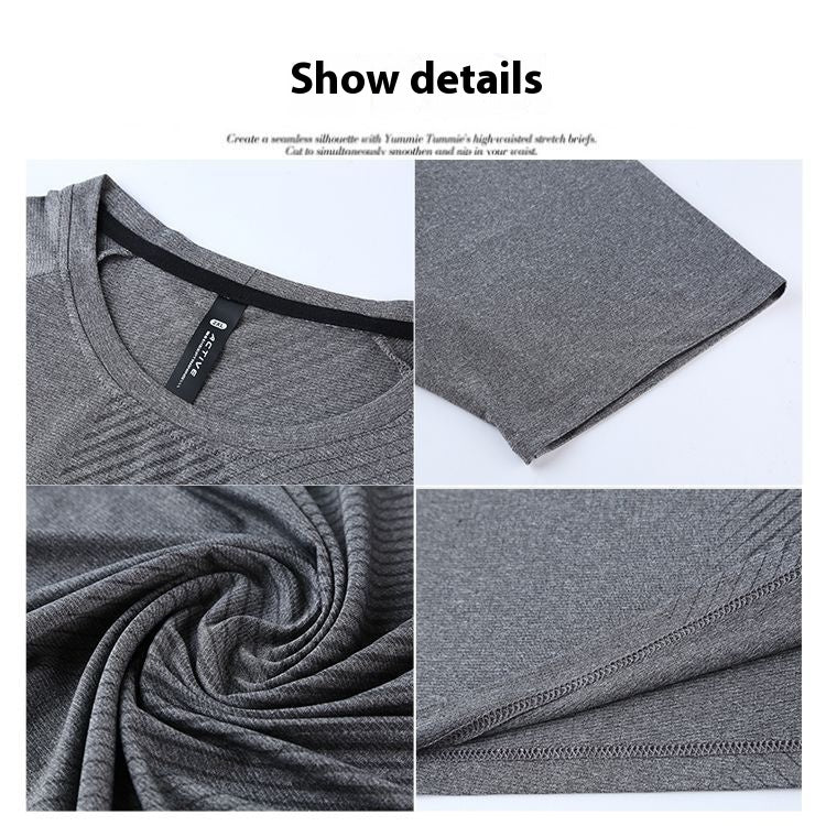 Thermal Transfer Printing Dark Grain Ice Silk Breathable Fitness Short Sleeve