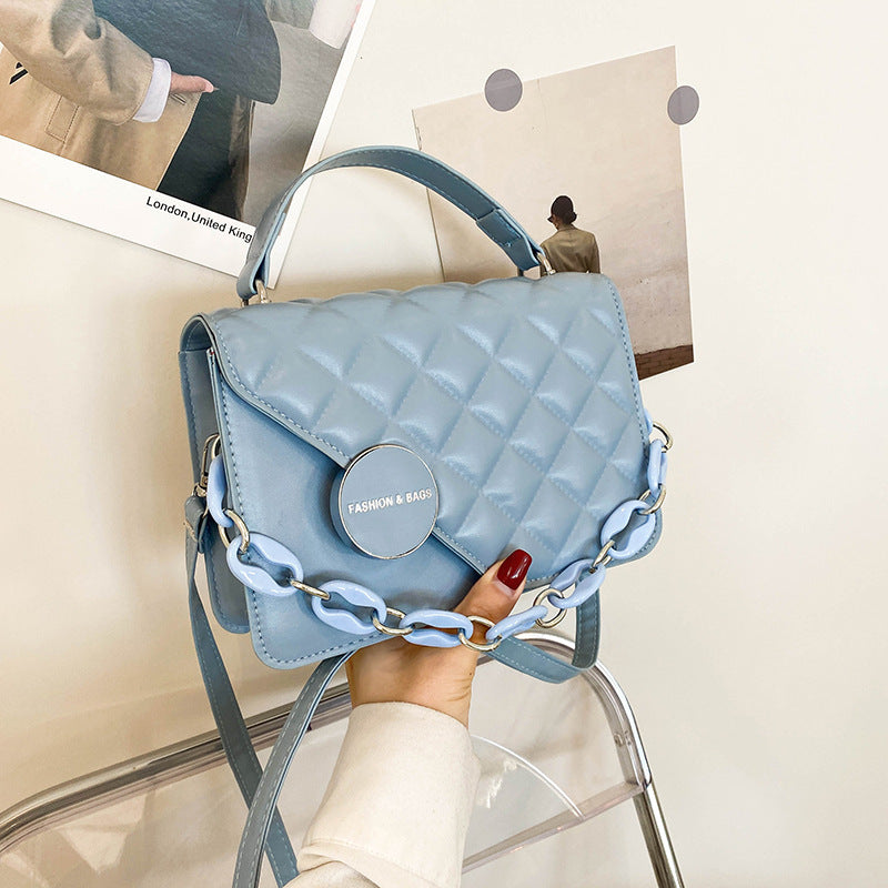 Bolso Cuadrado Pequeño Portátil Rombic Para Mujer Color Sólido