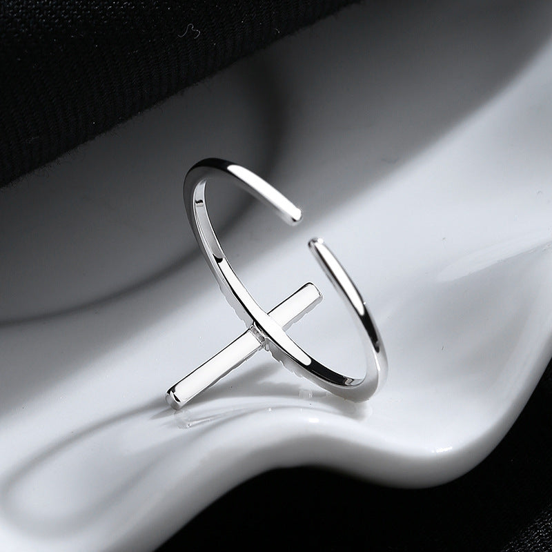 Bague ouverte croisée de Style INS européen et américain pour femme, bague ouverte en argent Sterling 925, conception de Niche